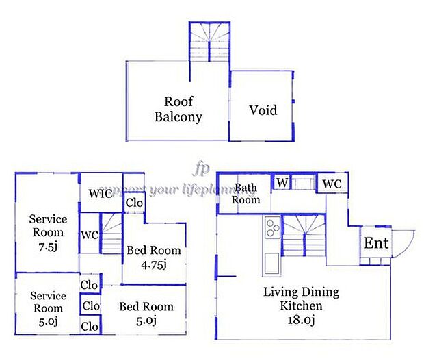 【プラン建物価格： 2168万円】プラン間取り： 2LDK+2S　プラン建物面積： 101.83m2