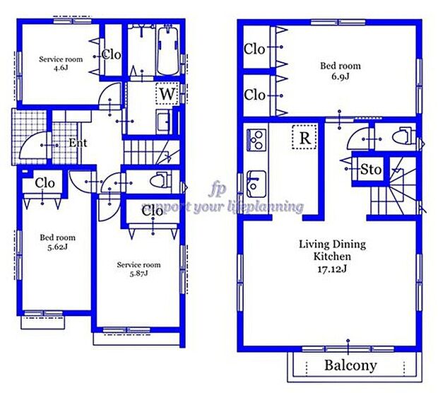 【4LDK】南西側バルコニー 2階リビング リビング収納 I型キッチン