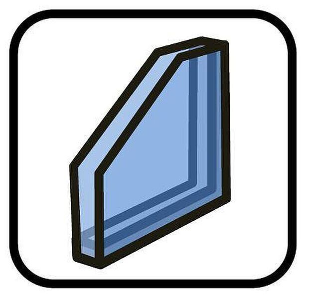 【ペアガラス】2枚のガラスの間に空気層が設けられたガラスです。断熱効果が高く、冷暖房の使用量を減らすことができます。結露が発生しにくいためサッシ周りのカビの予防にもなります。