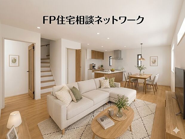 【家族団らんのリビング】本画像はAIがCGで家具作成しており、実際の現地に家具は設置されておりません。また、販売価格に家具等は含まれておりません。