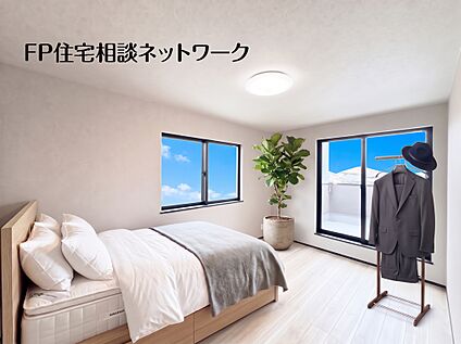 2面採光、明るく開放的な寝室