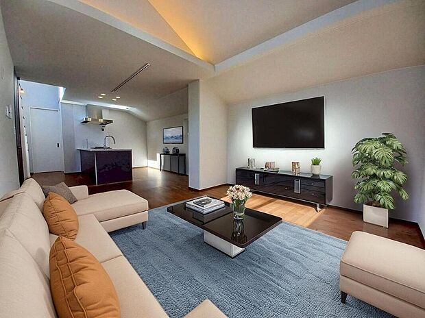 【2号棟LDK】陽当たりとプライバシーが守られる２階リビング♪家具はCGです♪