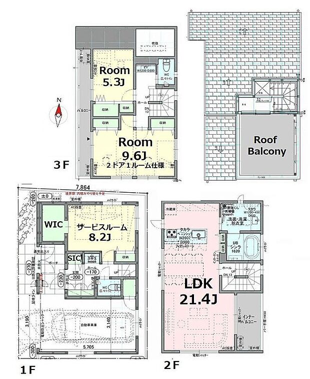 【2(3)SLDK】※建物面積に車庫部分20.11ｍ2含む