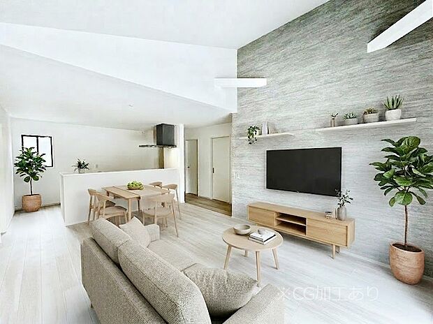 ご家族の賑やかな話し声で包まれる明るいリビング ※家具はCGです