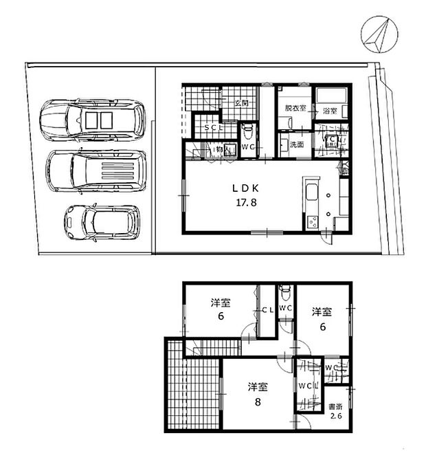 【1号地 　プラン例】建物参考プラン例(建物価格2590万円、建物面積109.50m2)　　　　　※間取り図・パース・写真中に車や家具を掲載の場合は配置例を示したもので実際に設置されているわけではありません。特にコメントがない場合は家具や車などは販売価格に含まれません。
