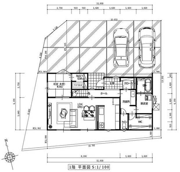 【4LDK】水廻り近くにはFCLを設けており、洗濯後のお洋服の収納・身支度を短い同線でできるため生活のしやすさ◎