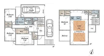 建物面積には車庫部分18.83m2含む 