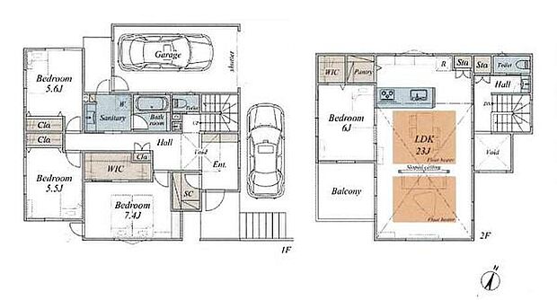 【4LDK】建物面積には車庫部分18.83m2含む