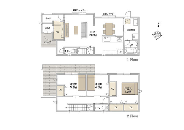 【間取り/2号地】
~使いやすさに考慮した家事動線の家~