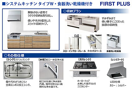 食洗機標準装備でお手入れしやすいシステムキッチン