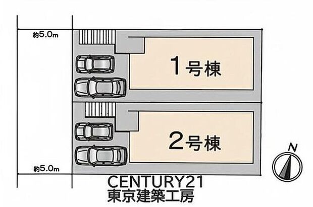 カースペース2台可能。前面道路も広く、駐車もスムーズにできそうです。