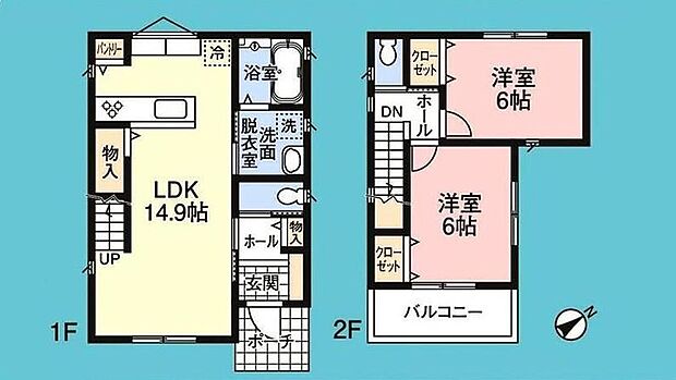 2LDK、土地面積139.14m2、建物面積68.72m2 ◇使い勝手の良い間取りです。