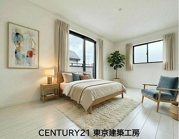 【同形状・同仕様写真(その他内観)】【同仕様：家具はCGにてレイアウト】
２面採光を確保した明るい室内は、風通しも良く、大変居心地の良い空間となっております。爽やかな風を感じて起きる朝は、快適生活の始まりに！