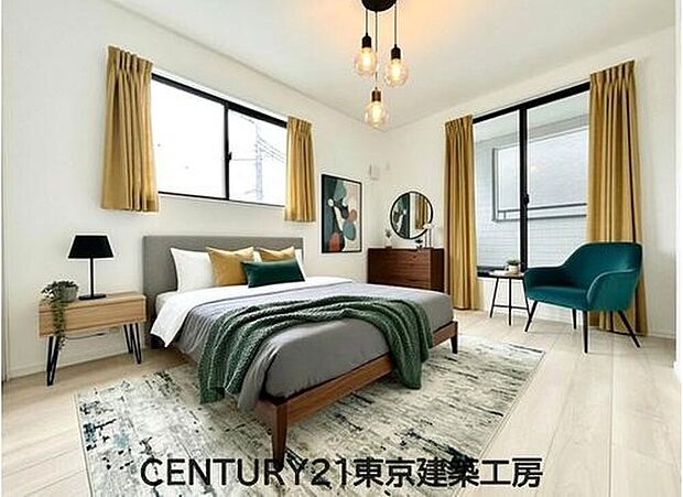 【【同仕様洋室:家具はCGにてレイアウト】】シンプルで清潔感のある洋室に仕上がっています。シンプルな洋室だからこそ、飽きることなく長く快適に過ごしていくことができるでしょう。
