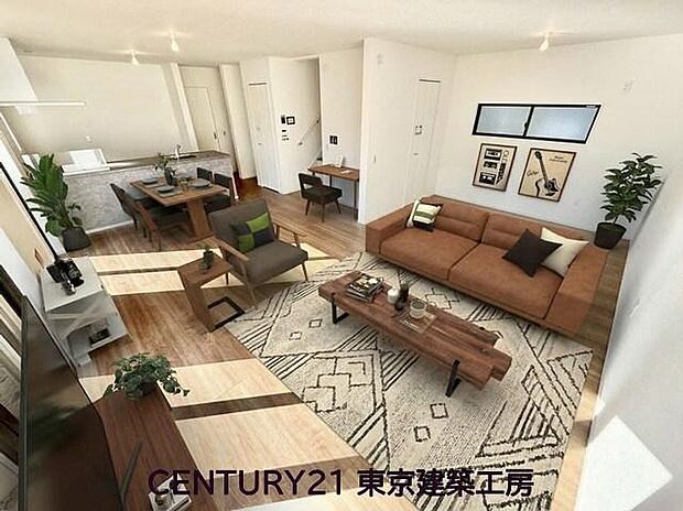 【リビング】【家具はCGにてレイアウト】
朝は爽やかな日差しを浴びながら、家族みんなでおいしい朝食♪昼下がりには読書やお昼寝でもしながらのんびりと過ごすひと時…。家族が集まる空間を一番明るい空間に♪