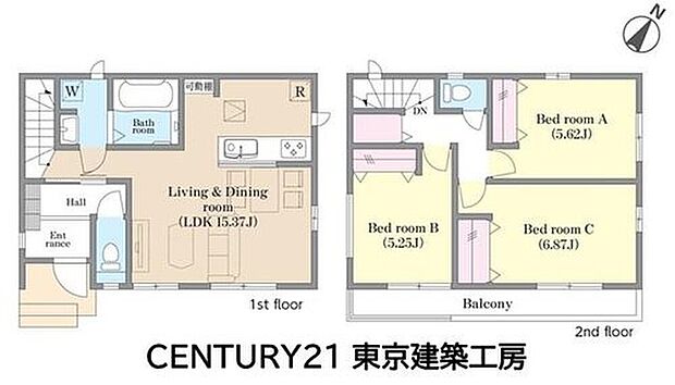 【3LDK】各居室にクローゼットが完備!15帖越えのリビングでゆったりお過ごしいただけます。