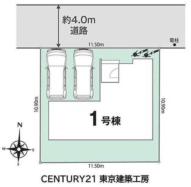 【区画図】4LDK、土地面積125.14m2、建物面積109.49m2