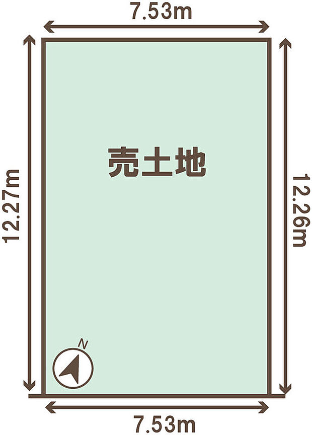 【区画図】
間口約7.5ｍ！お車の駐車もラクラク！