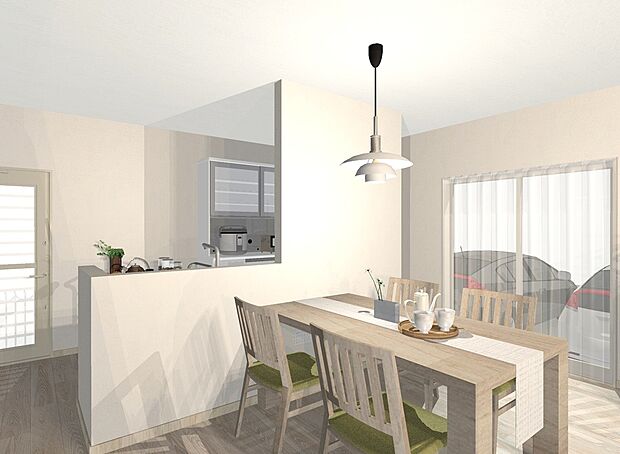 【アイランドキッチン/イメージパース】こちらは参考プランのイメージパースであり、実際の仕上がりとは異なる場合があります。