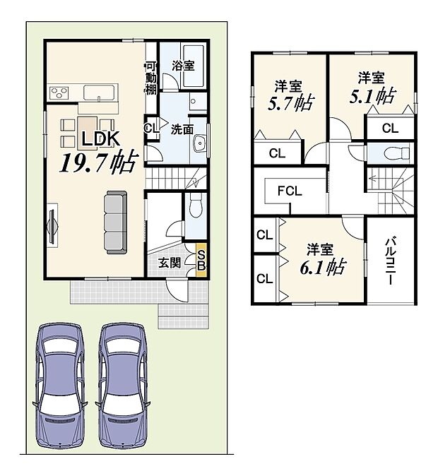 【【新築参考プランA】】土地2599万円 建物2310万円
建物面積97.002
設計監理費用170万円、外構費用120万円別途要