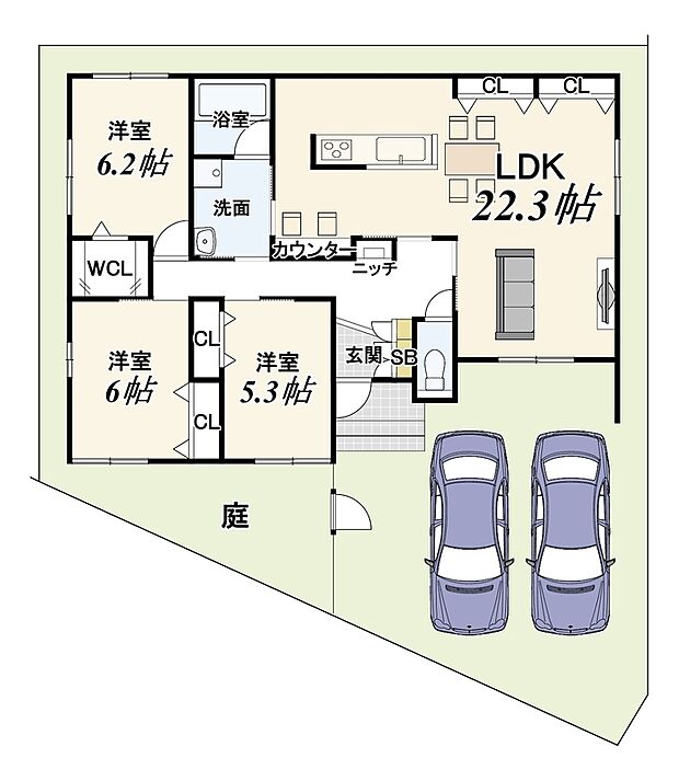 【平屋プラン】建物価格2310万円/建物面積91.33m2