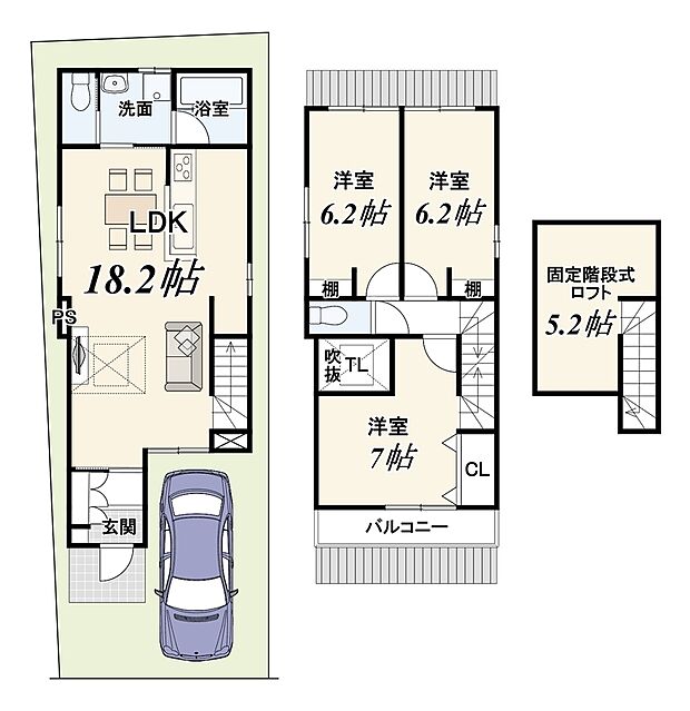 【【新築参考プラン(1号地)】】建物価格1824万円、建物面積85.94m2