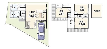 セットバック面積約9.07ｍ2別
1Ｆ自動車車庫部分6.75ｍ2含む 