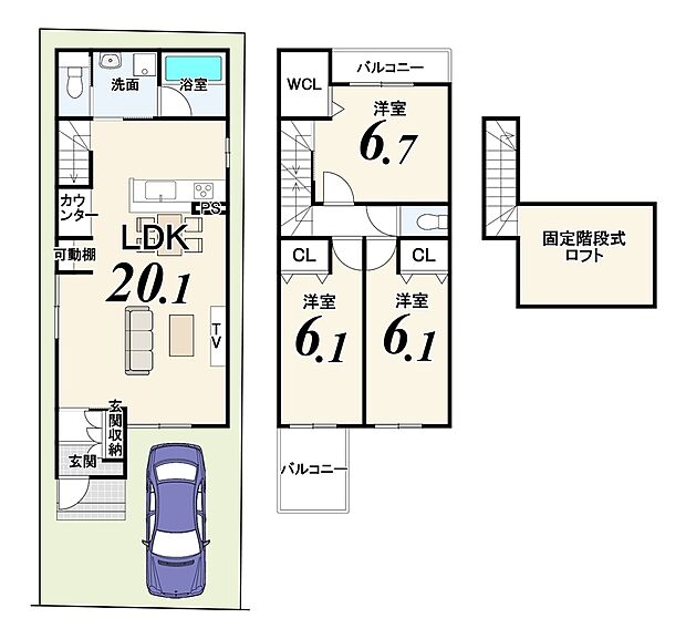 【【新築参考プラン】】建物価格1799万円、建物面積87.49ｍ2