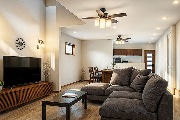 【イメージパース】■リビング広々20帖以上。ご家族みんなが集まる憩いの空間に。