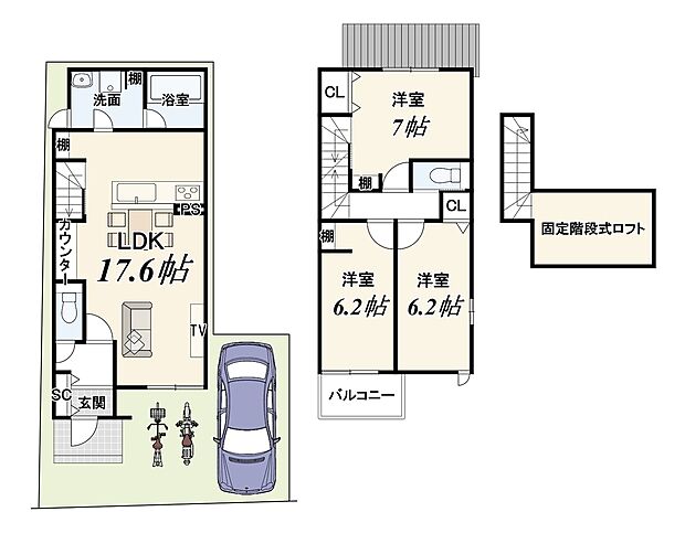 【【3号地 新築参考プラン】】建物面積:88.29m2/建物価格:1999万円