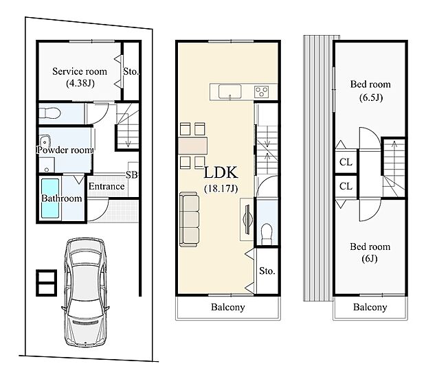 新築参考プラン：建物価格1824万円、建物面積85.28m2
設計監理費用120万円（税込）別途要
外構費用120万円（税込）別途要
