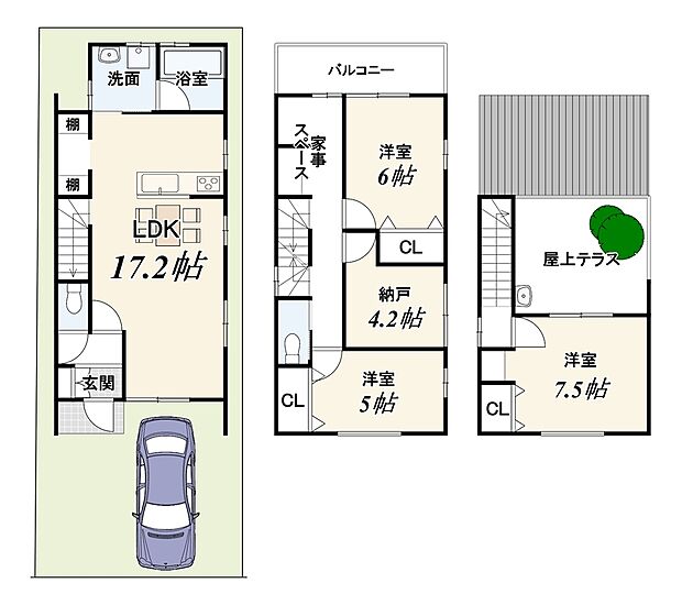 【3SLDK】外構費120万円別途要（税込）
設計監理費用120万円は物件価格に含む