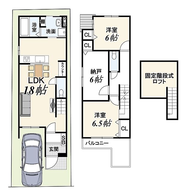 【新築参考プラン】建物面積84.48m2/建物価格1899万円
※設計監理費用170万円（税込）・外構費用120万円（税込）別途要

