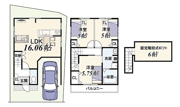 新築参考Aプラン73.81m2/建物価格1824万円/3LDK/駐車1台可