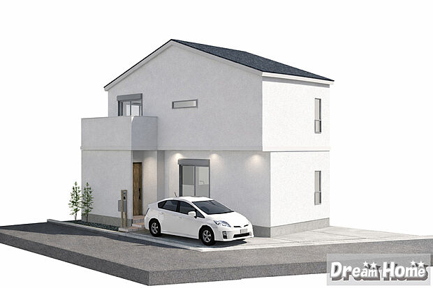 【パース図:外観】「こんなお家に住みたい!」を可視化。お客様のご希望の間取りでパースの作成も可能です。(※実際の色味や材質とは異なる場合がございます)