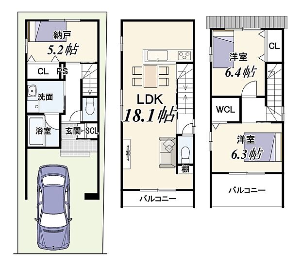 【新築参考Aプラン】建物面積88.35m2/建物価格1924万円