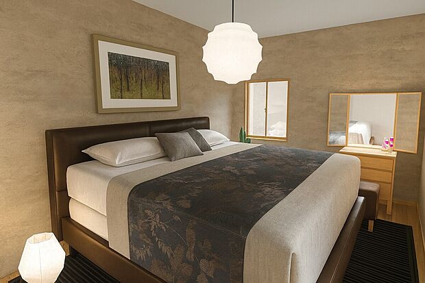 【■洋室7.5帖/イメージパース】ウォークインクローゼット付きで季節物も分けて収納することができます