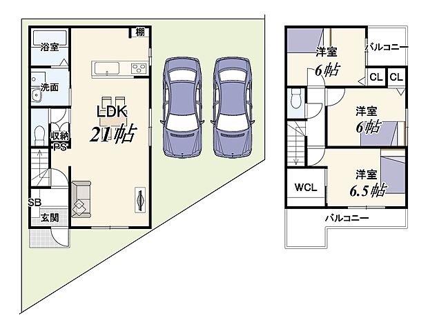 【【新築参考一括プラン】】3LDK、土地面積106.46m2、土地価格5200万円、建物面積89.1m2、建物価格2129万円