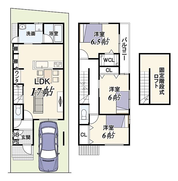 【【新築参考プラン】】土地実測77.68m2/参考プラン86.27m2/建物価格1899万円