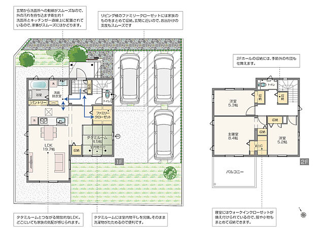 【4LDK】オール電化住宅/上水道(公営水道)/電気(東京電力)/汚水・雑排水(公共下水道)/雨水(宅内浸透※オーバーフロー分は道路側溝)/太陽光発電システム4.44kW/蓄電池システム9.9kWh/HEMS/空気工房/展示家具付/外構付