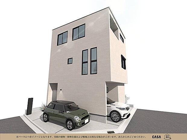 【完成イメージ図】前面道路幅員、約6mと駐車する際も安心な広さ。