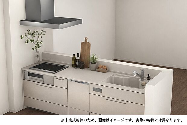 食洗機完備でお手入れ簡単なホーローキッチン