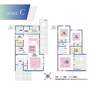 家事ラクの定番ランドリースペースはテラスに出られる勝手口を設けて外干しにも対応◎快適な家事動線を叶えたプランです。 