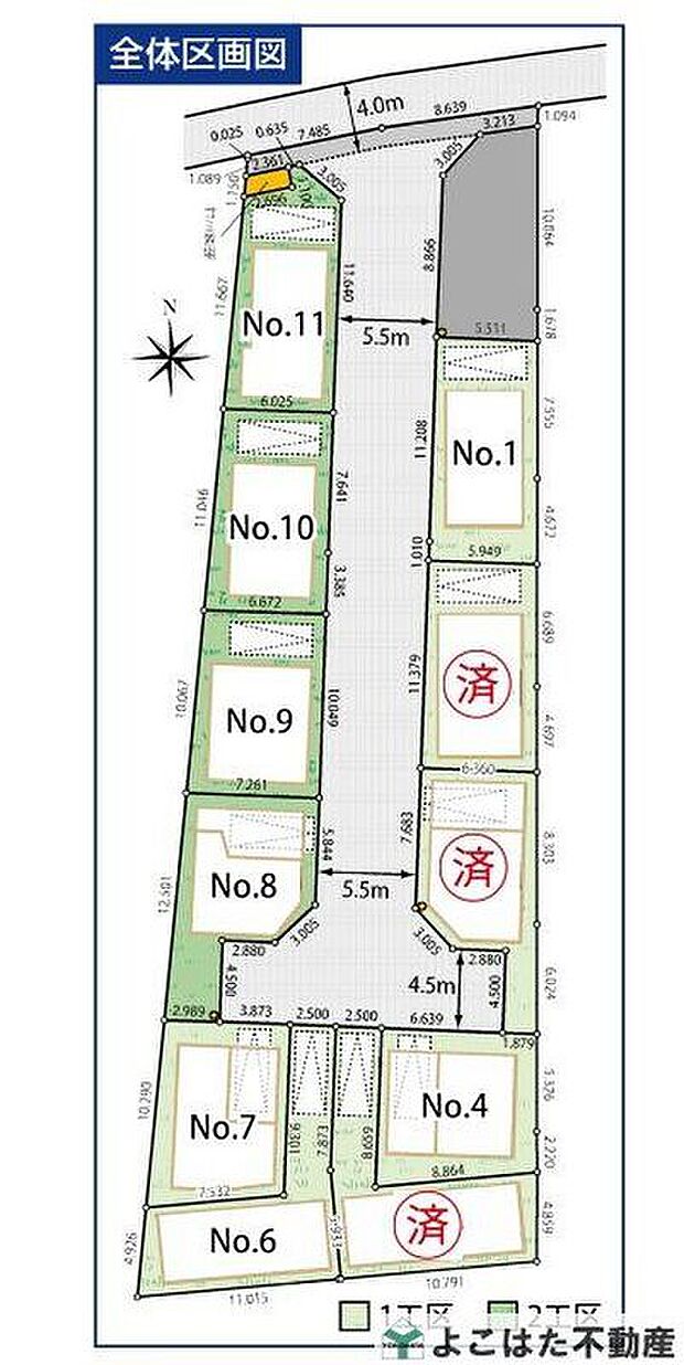 【全体区画図】新設道路の整備により小さなお子さまやご高齢の方にも安心な街づくりが進んでいます。利便性と安全性を兼ね備えた、暮らしやすい住環境が整いつつあります。