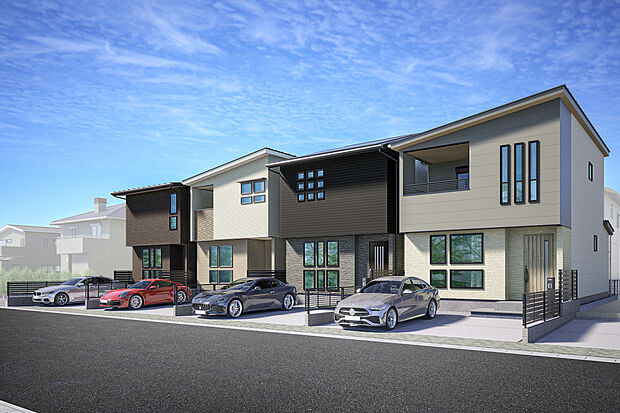 【外観完成予想図】T-1、T-2（申し込み）、T-3、T-4／外観 完成予想図