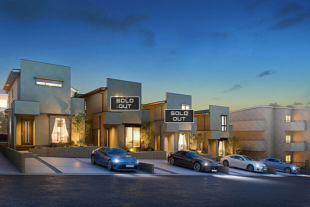 【外観完成予想図】T-1、T-2(ご成約済み)、T-3(ご成約済み)、T-4/外観完成予想図