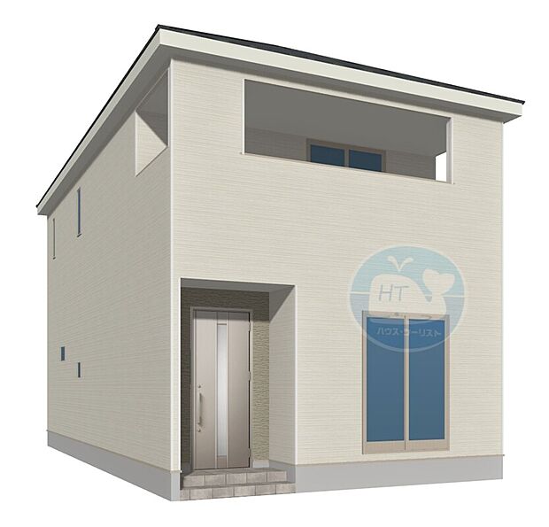 1号棟外観パース　近くにモデルルームあります。全棟駐車3台可能ですよ！セカンドカーや家族の車の駐車代もかかりませんね♪