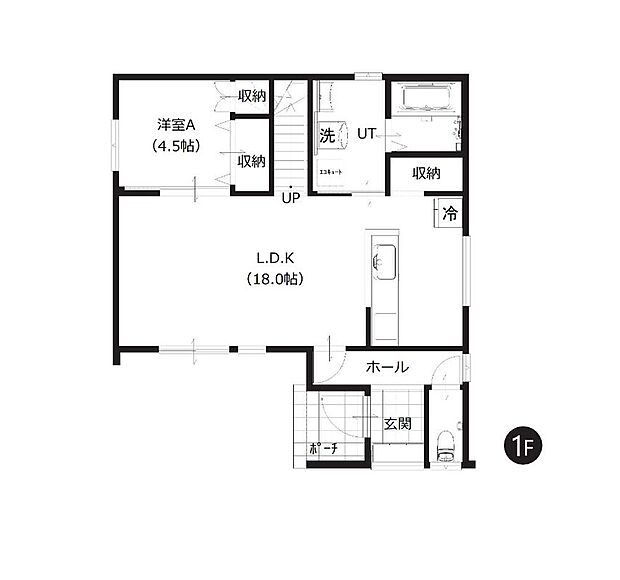 【4LDK】LDKはゆとりの約18帖。水回りが近く生活動線良好の間取りです。約4.5帖の便利な続き間がございます。