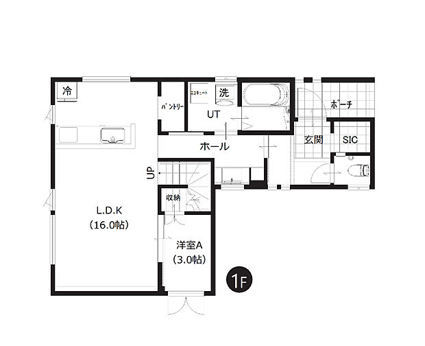 【4LDK】水回りとLDKを集約した1階は、家事や生活の動線がスムーズに。パントリーやシューズインクローゼットなど豊富な収納を備え、整理整頓しやすく、毎日の暮らしが快適に過ごせます。