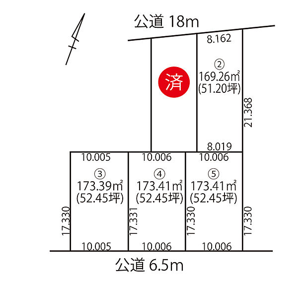 奥行きを感じさせる縦長タイプ。様々な間取りにも対応しやすい区画です。